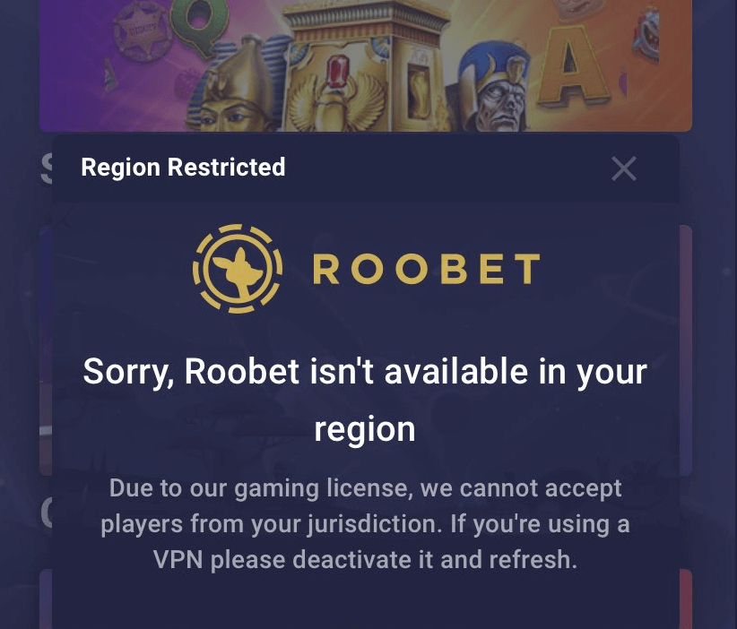 Roobet region restricted