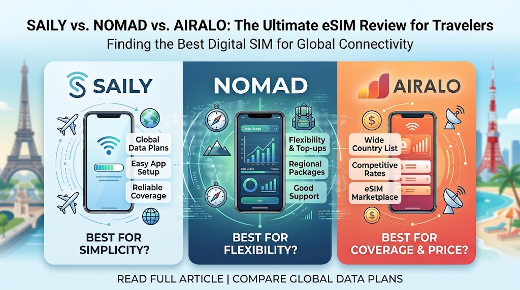 Saily vs Nomad vs Airalo eSIM Review: The 2026 Data Breakdown